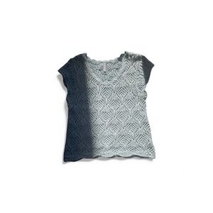 Revel Women's Crochet Overlay Teal Blue Sleeveless Top Size L 70% Cotton